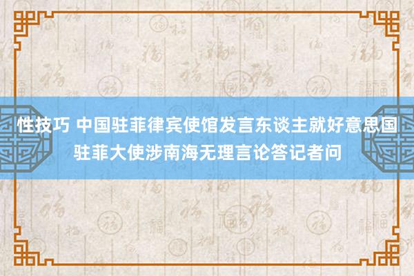 性技巧 中国驻菲律宾使馆发言东谈主就好意思国驻菲大使涉南海无理言论答记者问