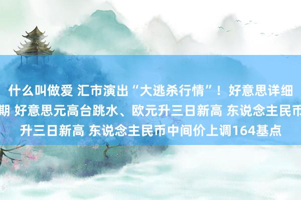 什么叫做爱 汇市演出“大逃杀行情”！好意思详细PMI放缓减弱缩表预期 好意思元高台跳水、欧元升三日新高 东说念主民币中间价上调164基点