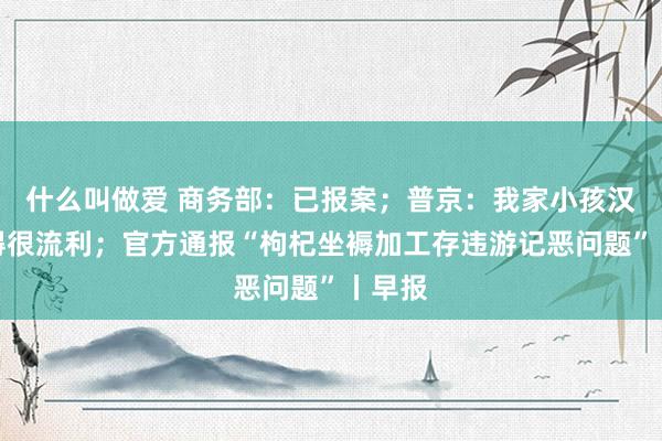 什么叫做爱 商务部：已报案；普京：我家小孩汉文说得很流利；官方通报“枸杞坐褥加工存违游记恶问题”丨早报