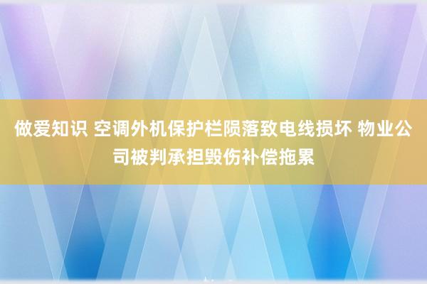 做爱知识 空调外机保护栏陨落致电线损坏 物业公司被判承担毁伤补偿拖累