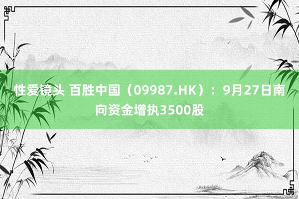 性爱镜头 百胜中国（09987.HK）：9月27日南向资金增执3500股