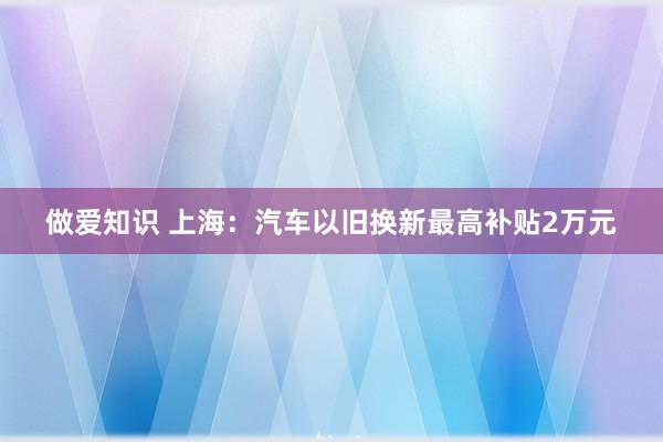 做爱知识 上海：汽车以旧换新最高补贴2万元