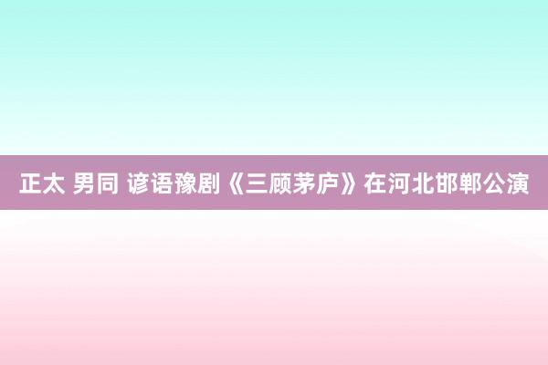 正太 男同 谚语豫剧《三顾茅庐》在河北邯郸公演