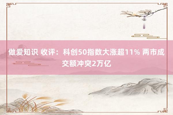 做爱知识 收评：科创50指数大涨超11% 两市成交额冲突2万亿