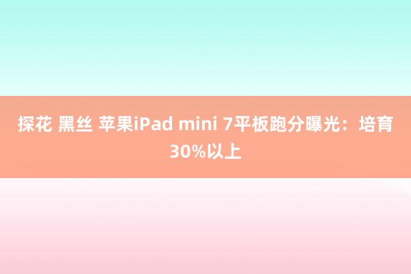 探花 黑丝 苹果iPad mini 7平板跑分曝光：培育30%以上