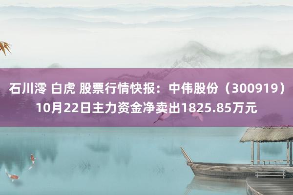 石川澪 白虎 股票行情快报：中伟股份（300919）10月22日主力资金净卖出1825.85万元