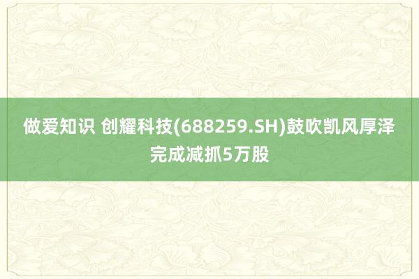 做爱知识 创耀科技(688259.SH)鼓吹凯风厚泽完成减抓5万股