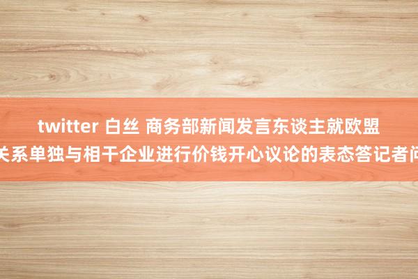 twitter 白丝 商务部新闻发言东谈主就欧盟关系单独与相干企业进行价钱开心议论的表态答记者问