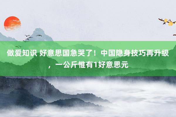 做爱知识 好意思国急哭了！中国隐身技巧再升级，一公斤惟有1好意思元