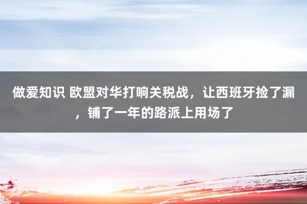 做爱知识 欧盟对华打响关税战，让西班牙捡了漏，铺了一年的路派上用场了