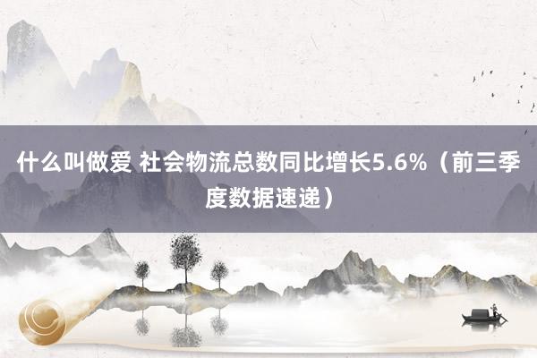 什么叫做爱 社会物流总数同比增长5.6%（前三季度数据速递）