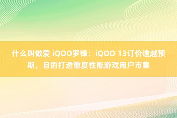 什么叫做爱 iQOO罗锋：iQOO 13订价逾越预期，目的打透重度性能游戏用户市集