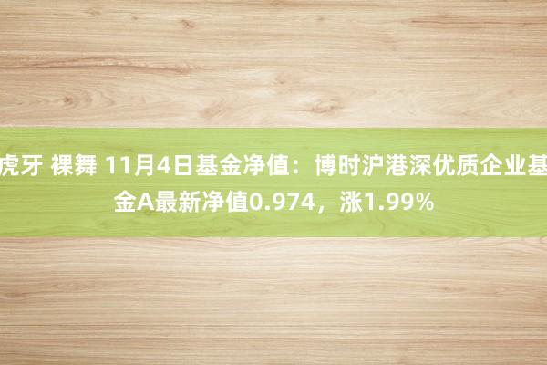 虎牙 裸舞 11月4日基金净值：博时沪港深优质企业基金A最新净值0.974，涨1.99%