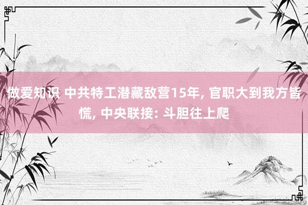 做爱知识 中共特工潜藏敌营15年， 官职大到我方皆慌， 中央联接: 斗胆往上爬