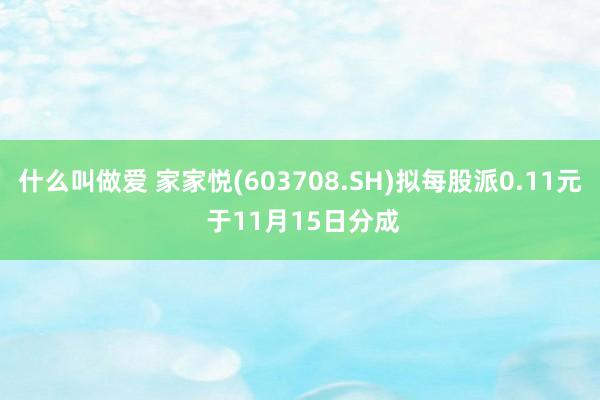 什么叫做爱 家家悦(603708.SH)拟每股派0.11元 于11月15日分成