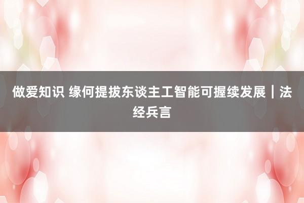 做爱知识 缘何提拔东谈主工智能可握续发展︱法经兵言