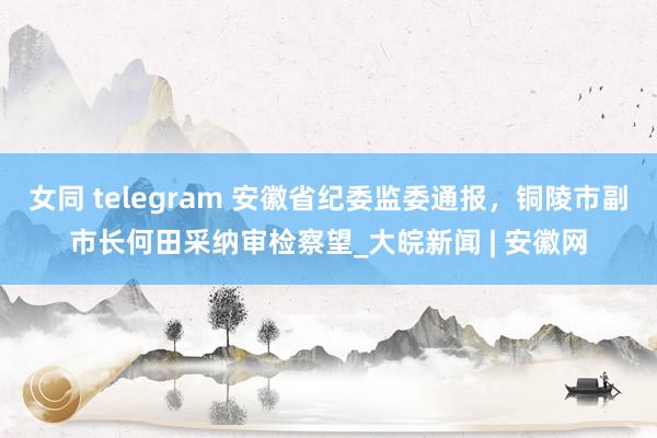 女同 telegram 安徽省纪委监委通报，铜陵市副市长何田采纳审检察望_大皖新闻 | 安徽网