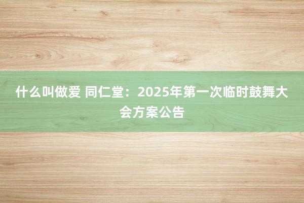 什么叫做爱 同仁堂：2025年第一次临时鼓舞大会方案公告