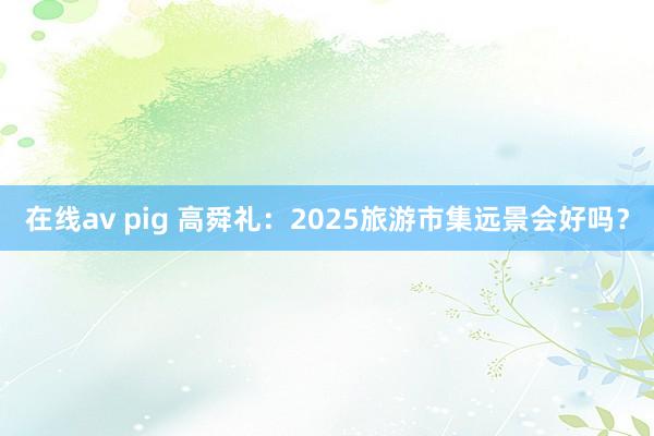 在线av pig 高舜礼：2025旅游市集远景会好吗？