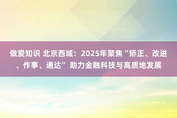 做爱知识 北京西城：2025年聚焦“矫正、改进、作事、通达” 助力金融科技与高质地发展