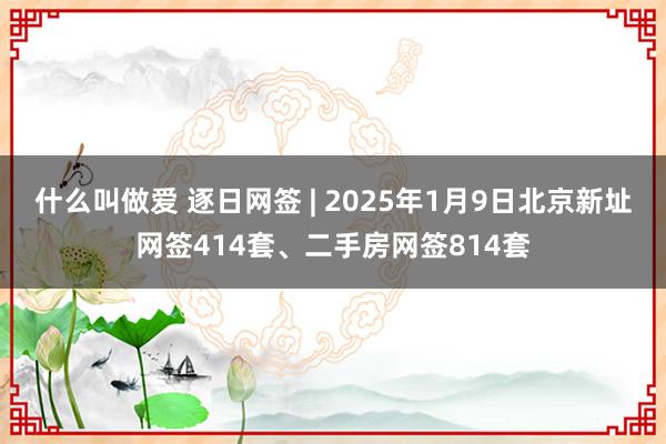 什么叫做爱 逐日网签 | 2025年1月9日北京新址网签414套、二手房网签814套