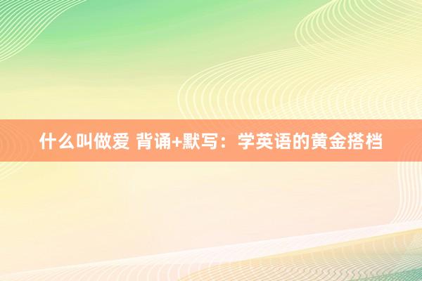 什么叫做爱 背诵+默写：学英语的黄金搭档