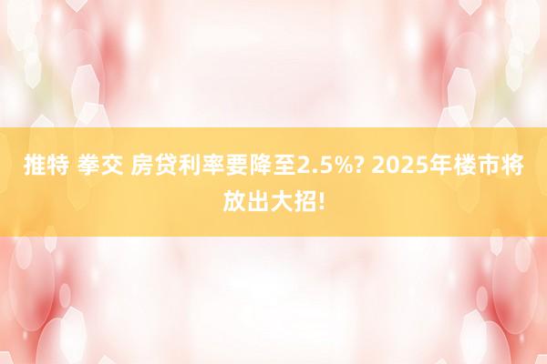 推特 拳交 房贷利率要降至2.5%? 2025年楼市将放出大招!